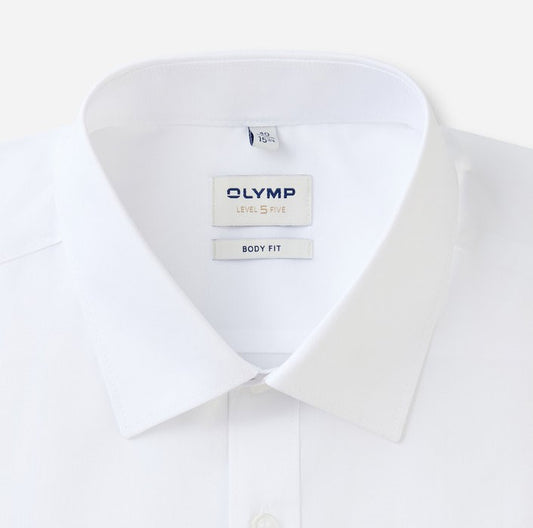 Overhemd wit 100% katoen strijkvrij |Bodyfit