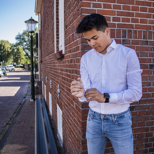 Olymp overhemd wit close up